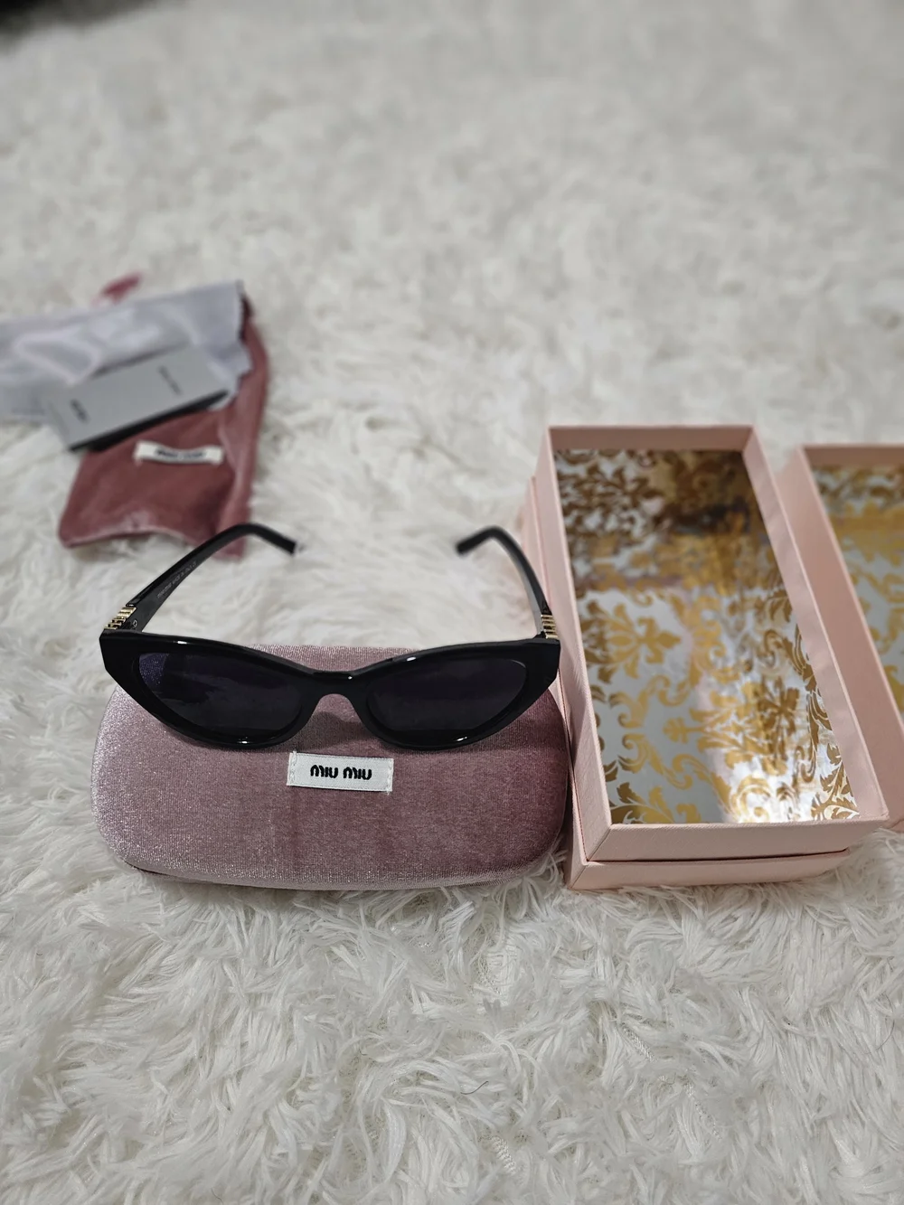 Black Cat-Eye Sunglasses with Gold Accent - Women Accessories